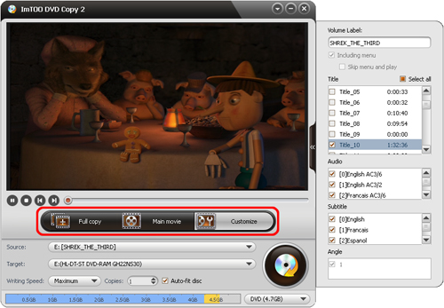 ImTOO DVD Copy - Select Copy Mode
