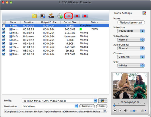 ImTOO HD Video Converter for Mac - Convert